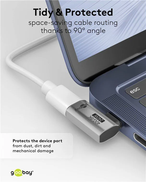 GOOBAY αντάπτορας USB-C 74441, γωνιακός 90°, USB4, 240W, 40Gbps, 8K, γκρι — εικόνα 2