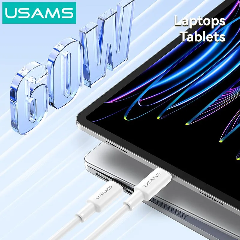 USAMS καλώδιο USB-C SJ763, 60W, 480Mbps, 1m, λευκό — εικόνα 2