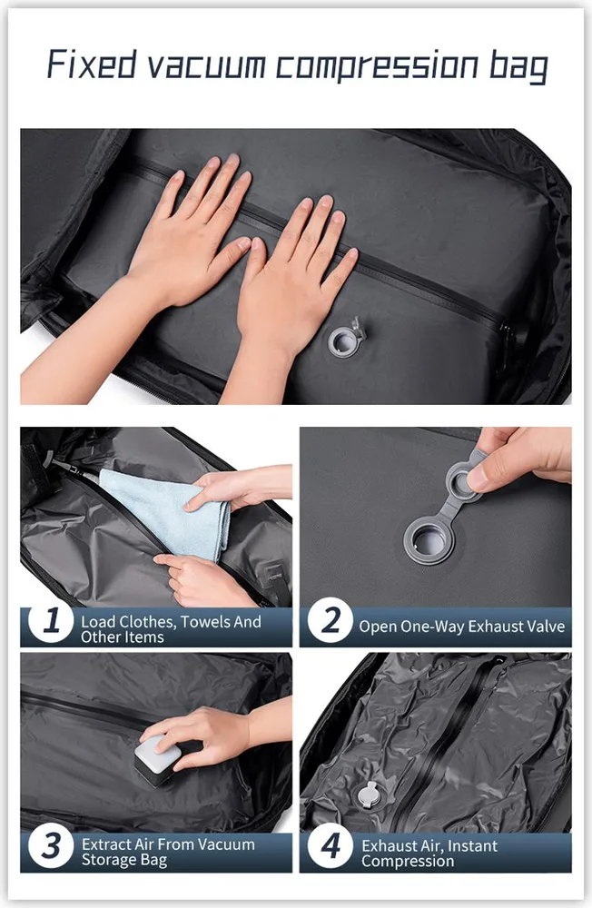 ARCTIC HUNTER τσάντα πλάτης B00866 με θήκη laptop 15.6", αεροστεγής θήκη, 35.5L/49.5L, μαύρη — εικόνα 7