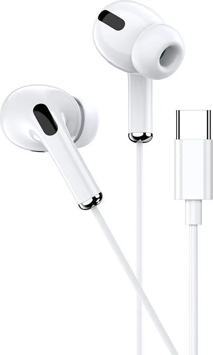 KAKUSIGA earphones με μικρόφωνο KSC-727, USB-C σύνδεση, 14.2mm, 1.2m, λευκά — εικόνα 3