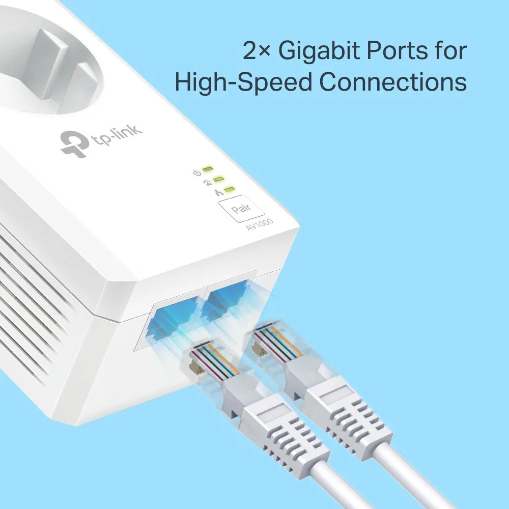TP-LINK powerline kit TL-PA7027P KIT, passthrough, AV1000 1000Mbps, V1.0 — εικόνα 5