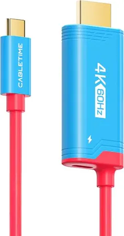CABLETIME καλώδιο USB-C σε HDMI CT-CMHD4P, 4K/60Hz, PD100W, 2m, κόκκινο