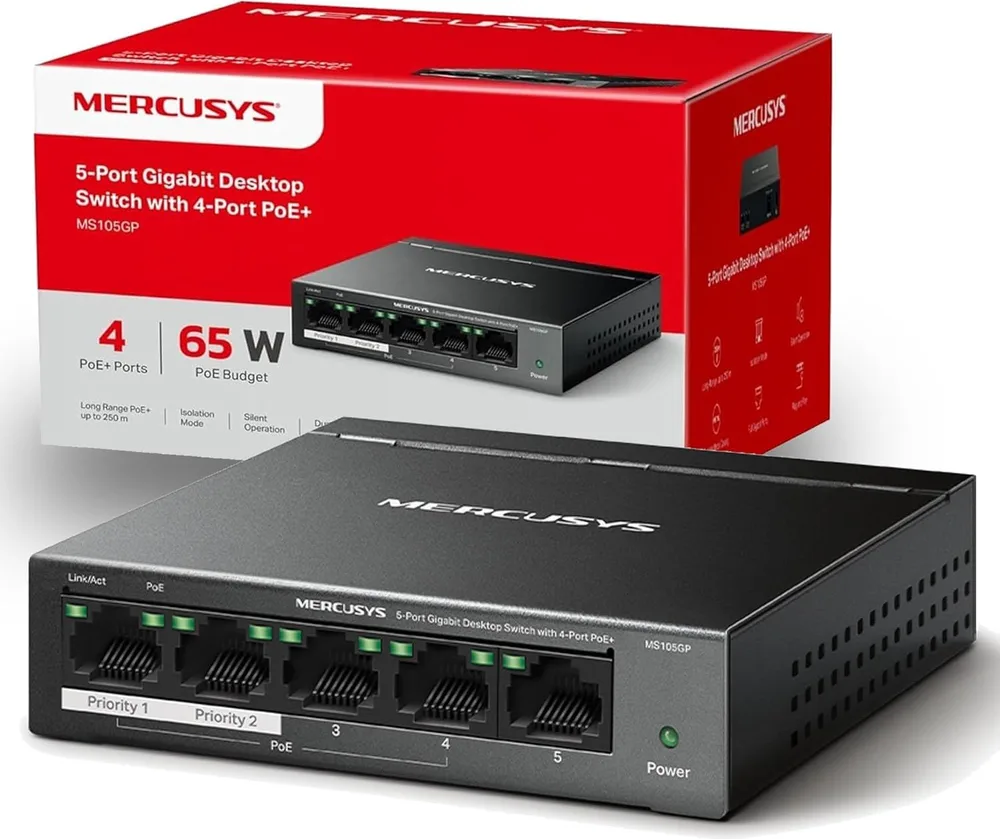 MERCUSYS Desktop Switch MS105GP, 5x 10/100/1000 Mbps, PoE+, V.3.0 — εικόνα 7