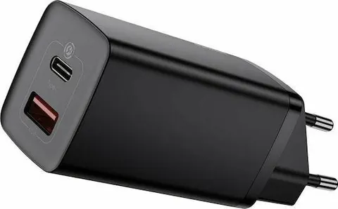 BASEUS GAN 2 Lite φορτιστής ΓΡΗΓΟΡΗΣ φόρτισης, 2 ΘΥΡΕΣ, 65W, ΜΑΥΡΟΣ