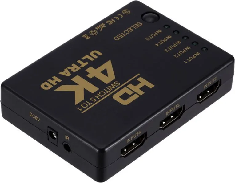 POWERTECH HDMI amplifier switch PTH-052 με τηλεχειριστήριο, 5 σε 1, 4K — εικόνα 3