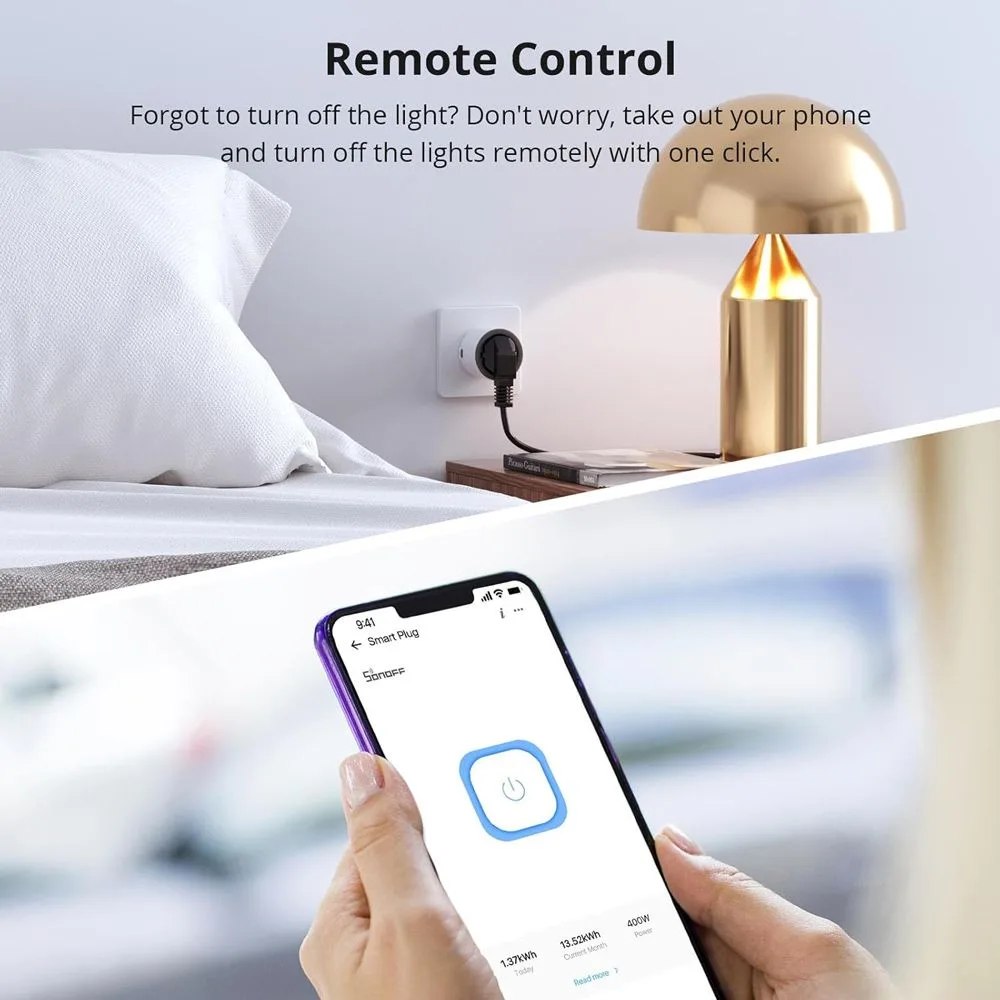 SONOFF smart αντάπτορας ρεύματος S60TPF, μονός, 4000W, WiFi, λευκός — εικόνα 2