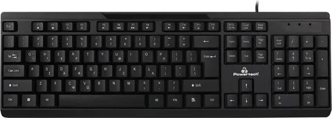 POWERTECH πληκτρολόγιο PT-1069, ενσύρματο, multimedia, EN/GR, μαύρο
