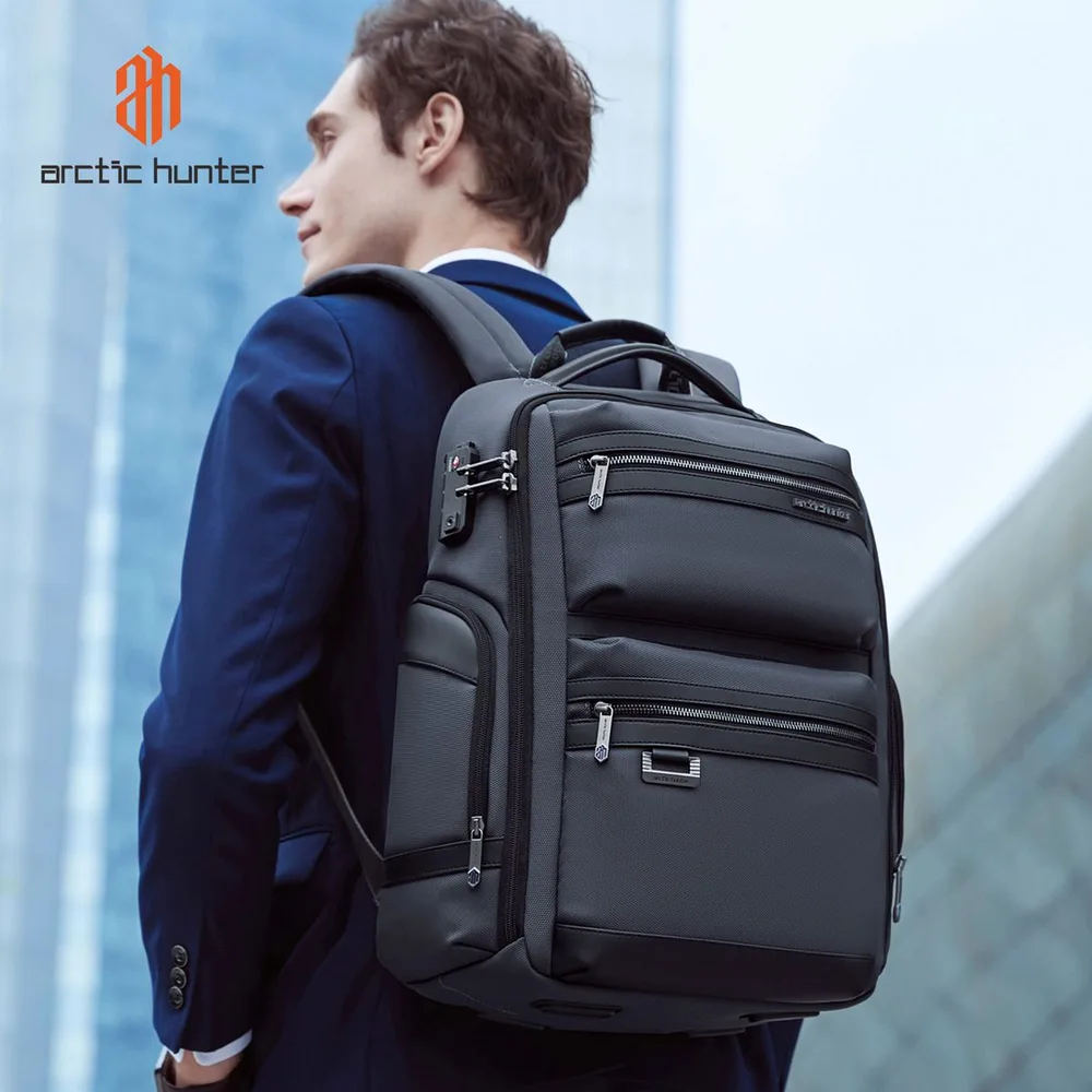 ARCTIC HUNTER τσάντα πλάτης B00682 με θήκη laptop 15.6", USB, λουκέτο TSA, 23.5L, γκρι — εικόνα 2