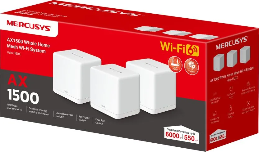 MERCUSYS Mesh WiFi 6 System Halo H60X, 1500Mbps Dual Band, 3τμχ, V.1.0 — εικόνα 8