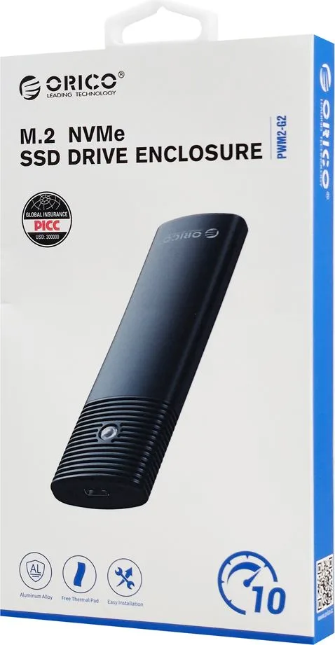 ORICO θήκη για Μ.2 NVMe SSD PWM2-G2-BK-EP, 10Gbps, έως 4TB, μαύρη — εικόνα 9