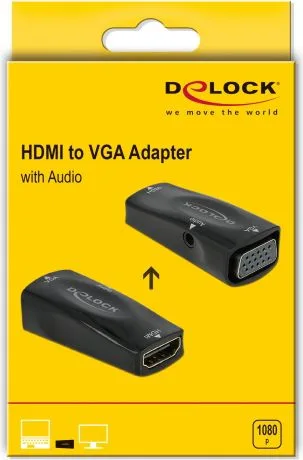 DELOCK αντάπτορας HDMI σε VGA 66560, με audio, 1080p/60Hz, μαύρος — εικόνα 4