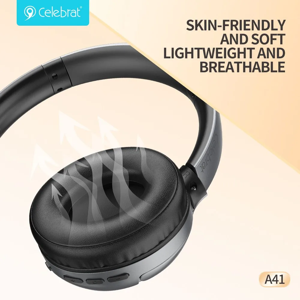 CELEBRAT headphones A41, ασύρματα & ενσύρματα, 40mm, 400mAh, ANC, μαύρα — εικόνα 4