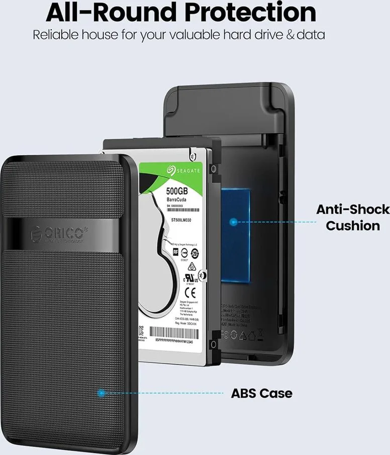 ORICO θήκη για 2.5" SATA HDD/SSD 2577C3-V1, 6Gbps, μαύρη — εικόνα 3