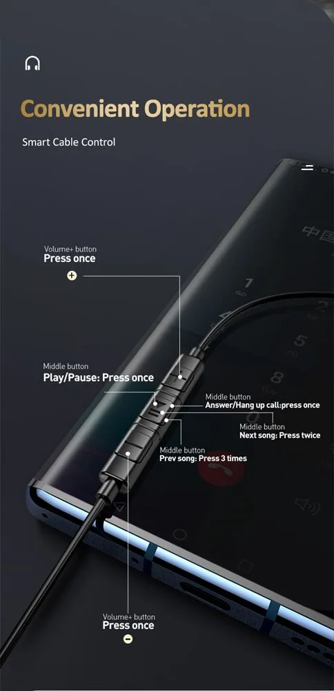 USAMS earphones με μικρόφωνο US-SJ482, USB-C σύνδεση, Φ10mm, 1.2m, μαύρα — εικόνα 5