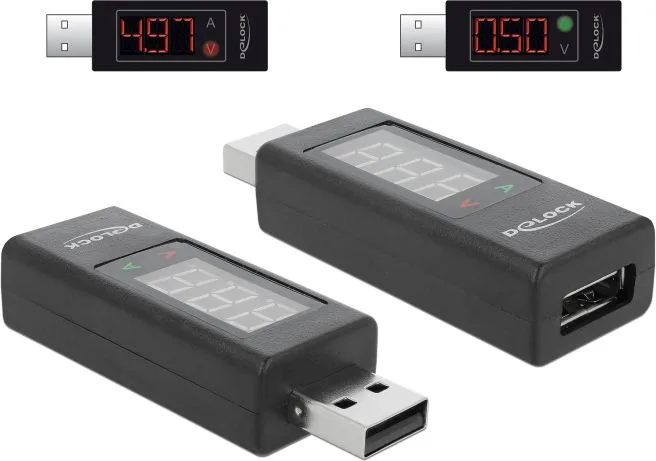 DELOCK αντάπτορας USB 65569 με οθόνη ένδειξης V/A, έως 5V/4A, μαύρος — εικόνα 3