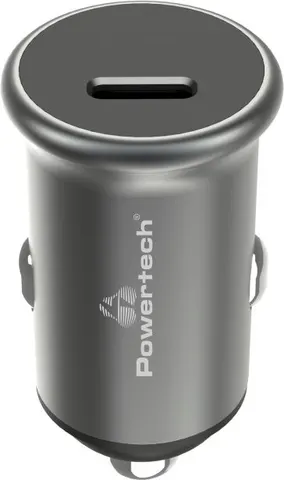 POWERTECH φορτιστής αυτοκινήτου PT-1147, USB-C, 30W PD, γκρι