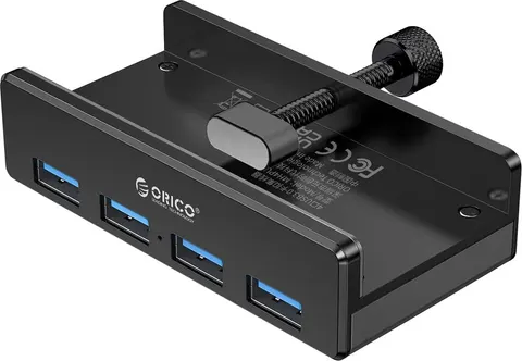 ORICO USB hub MH4PU-P με σφιγκτήρα, 4x θυρών, 5Gbps, USB σύνδεση, μαύρο