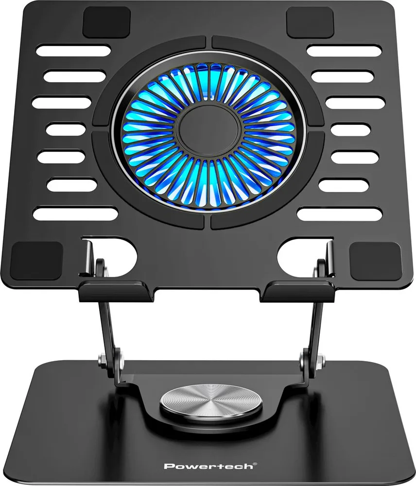 POWERTECH βάση & ψύξη laptop PT-1630 έως 17", 110mm LED fan, μεταλλική, μαύρη — εικόνα 6