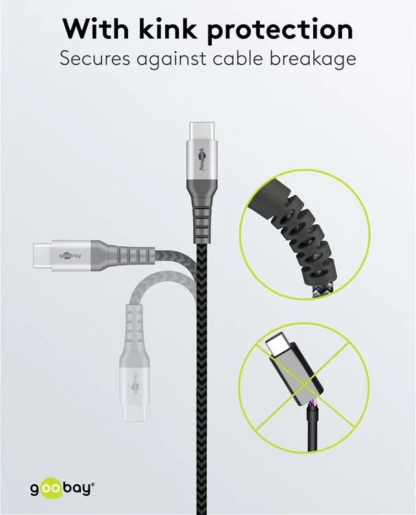 GOOBAY καλώδιο USB-C 79559, 60W, 480Mbps, 0.15m, μαύρο — εικόνα 3