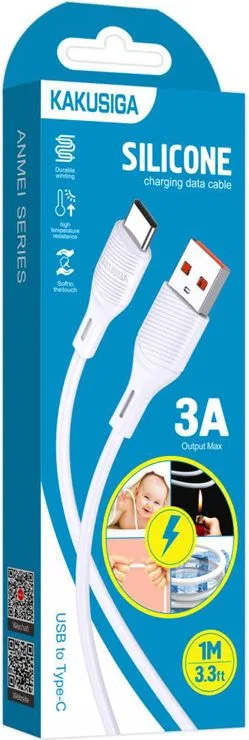 KAKUSIGA καλώδιο USB-C σε USB KSC-953, σιλικόνης, 3A, 480Mbps, 1m, λευκό — εικόνα 4