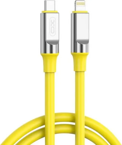 XO NB-Q252A PD 27W Type-C ΣΕ Lightning καλώδιο φόρτισης ΣΙΛΙΚΟΝΗΣ, ΚΙΤΡΙΝΟ