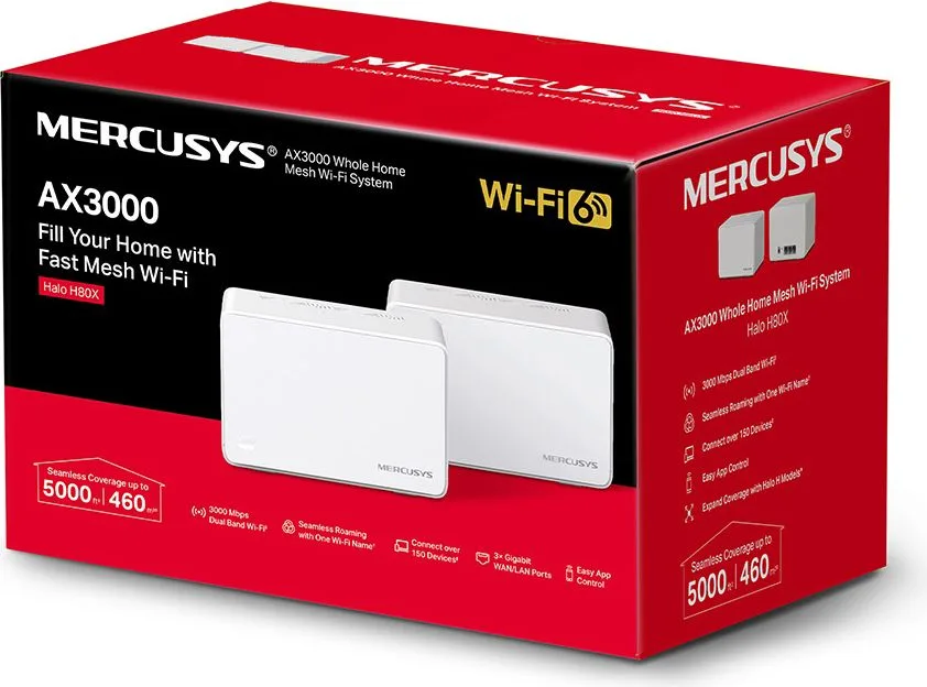 MERCUSYS Mesh Wi-Fi 6 System Halo H80X, 3Gbps Dual Band, 2τμχ, Ver. 1.0 — εικόνα 3