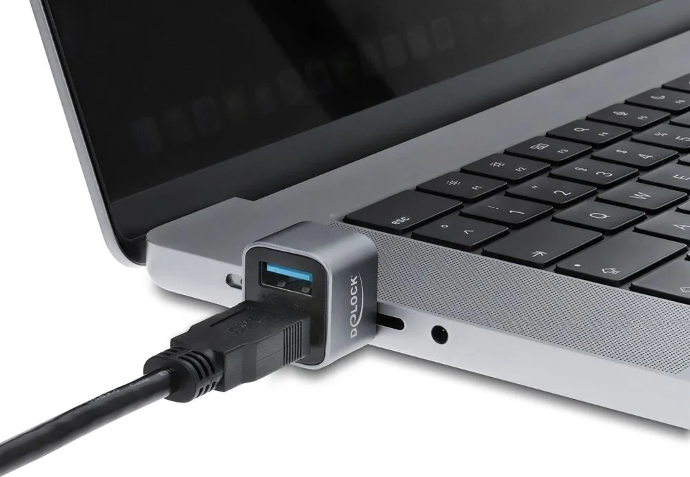 DELOCK mini USB hub 64359, 2x θυρών, USB 3.2, 10Gbps, USB-C σύνδεση, γκρι — εικόνα 2