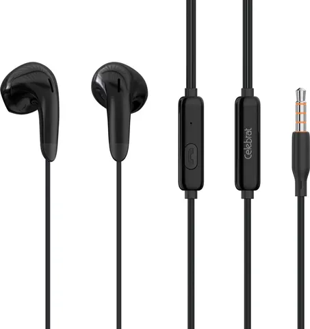 CELEBRAT earphones με μικρόφωνο G27, 3.5mm σύνδεση, Φ14mm, 1.2m, μαύρα