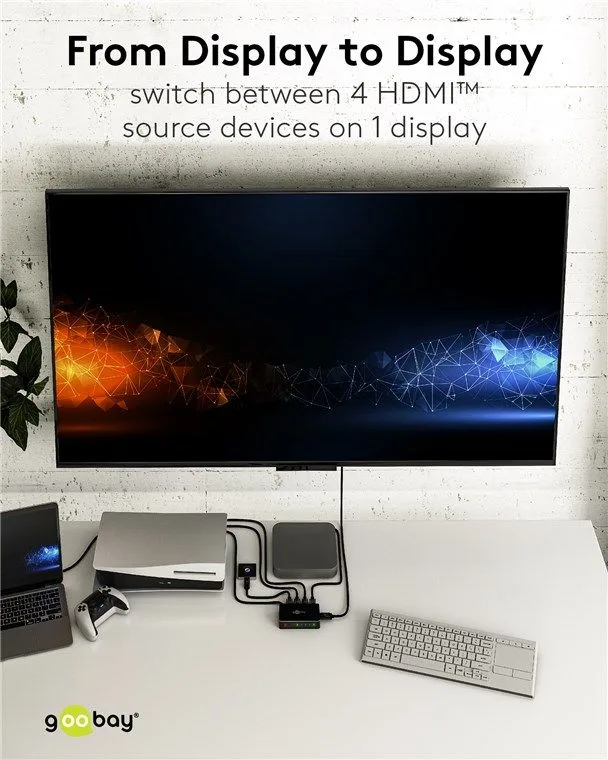 GOOBAY HDMI switch 58489 με τηλεχειριστήριο, 4 σε 1, 4K/60Hz, μαύρο — εικόνα 6
