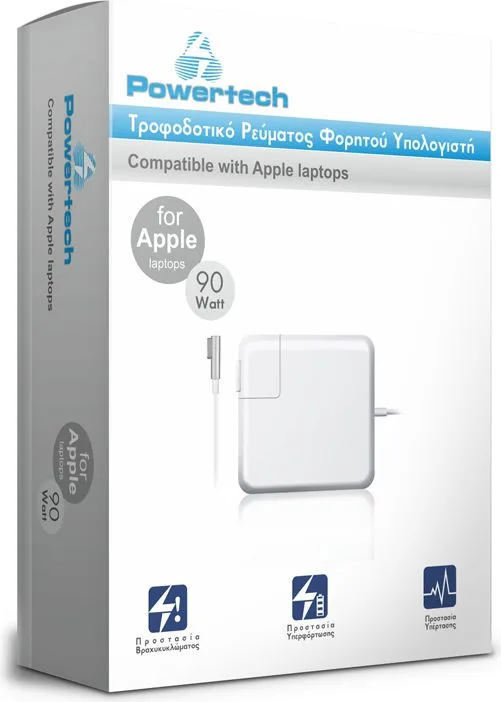 POWERTECH φορτιστής laptop PT-137 για Apple, 90W, 18.5V - 4.6A, λευκός — εικόνα 2