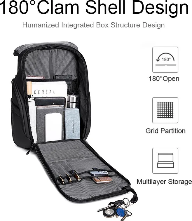 ARCTIC HUNTER τσάντα πλάτης B00558 με θήκη laptop 15.6", 24L, USB, μαύρη — εικόνα 2
