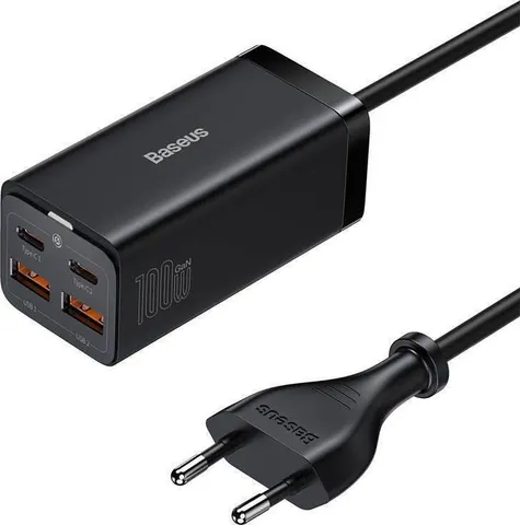 BASEUS GAN 3 PRO, 2 ΘΥΡΕΣ USB-A, 2 ΘΥΡΕΣ USB-C, 100W, ΜΑΥΡΟΣ