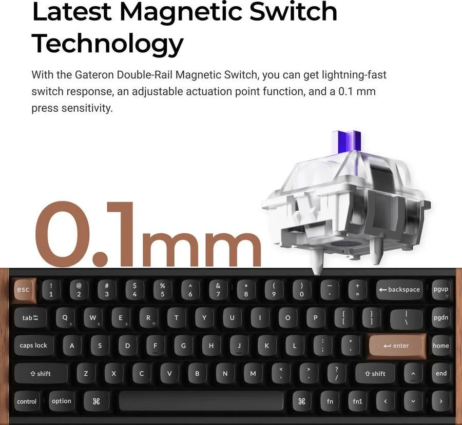 Keychron K6 HE (K6H-J1) Shine-Through Wireless Magnetic Hall Effect RGB Keyboard 65% US Layout — εικόνα 4