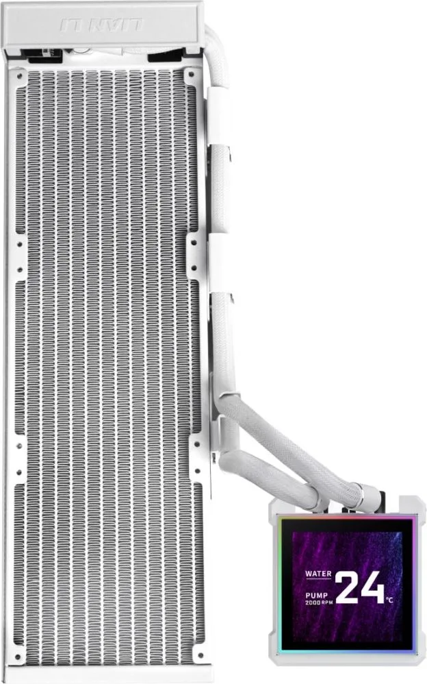 LIAN LI Hydroshift II LCD-S 360N White - Fanless AIO CPU Cooler - 3.4" Screen - 1851/1700, AM5/AM4 — εικόνα 3