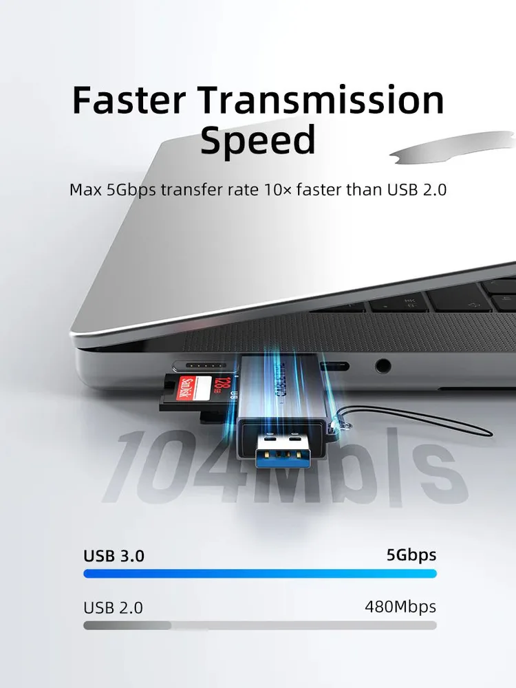 CABLETIME card reader CT-ACSD3-AG, SD/micro SD, USB/USB-C, 5Gbps, γκρι — εικόνα 2