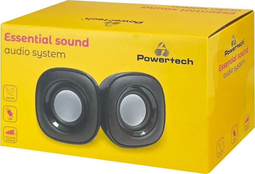POWERTECH ηχεία Essential sound PT-844, 2x 3W, 3.5mm, μαύρα — εικόνα 4