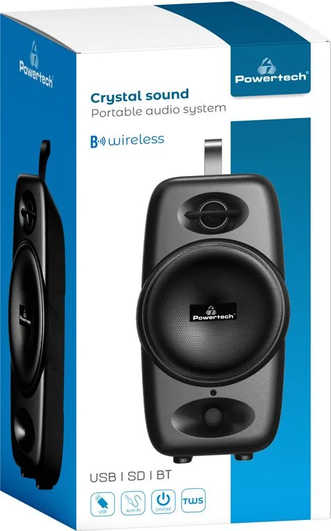 POWERTECH φορητό ηχείο PT-987, 10W RMS, TWS, 2000mAh, μαύρο — εικόνα 3