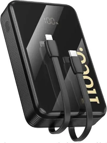 HOCO Q37A Graceful, Powerbank, 20000MAh, με 2 ΕΝΣΩΜΑΤΩΜΕΝΑ καλώδια, μαύρο