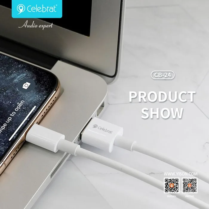 CELEBRAT καλώδιο Micro USB σε USB CB-24M, 2.1A, 1.2m, λευκό — εικόνα 2
