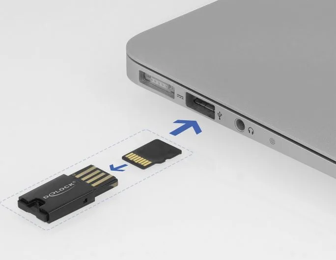 DELOCK USB card reader 91603 για κάρτες μνήμης micro SD, μαύρο — εικόνα 3