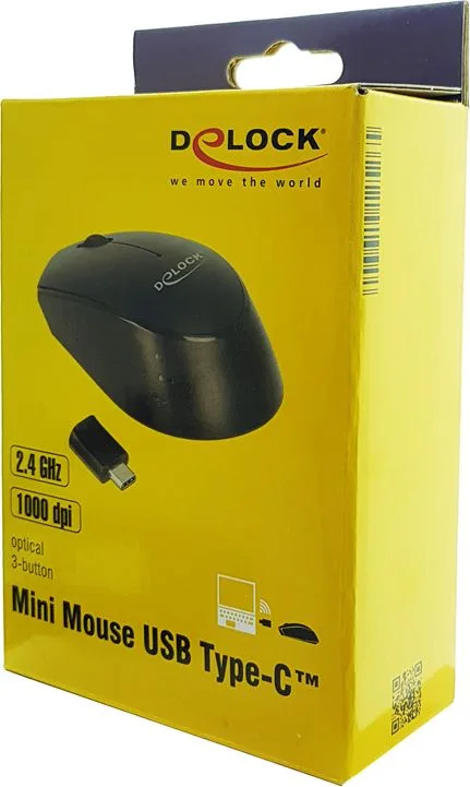 DELOCK ασύρματο ποντίκι 12526, Οπτικό, USB-C receiver, 3-button, μαύρο — εικόνα 4