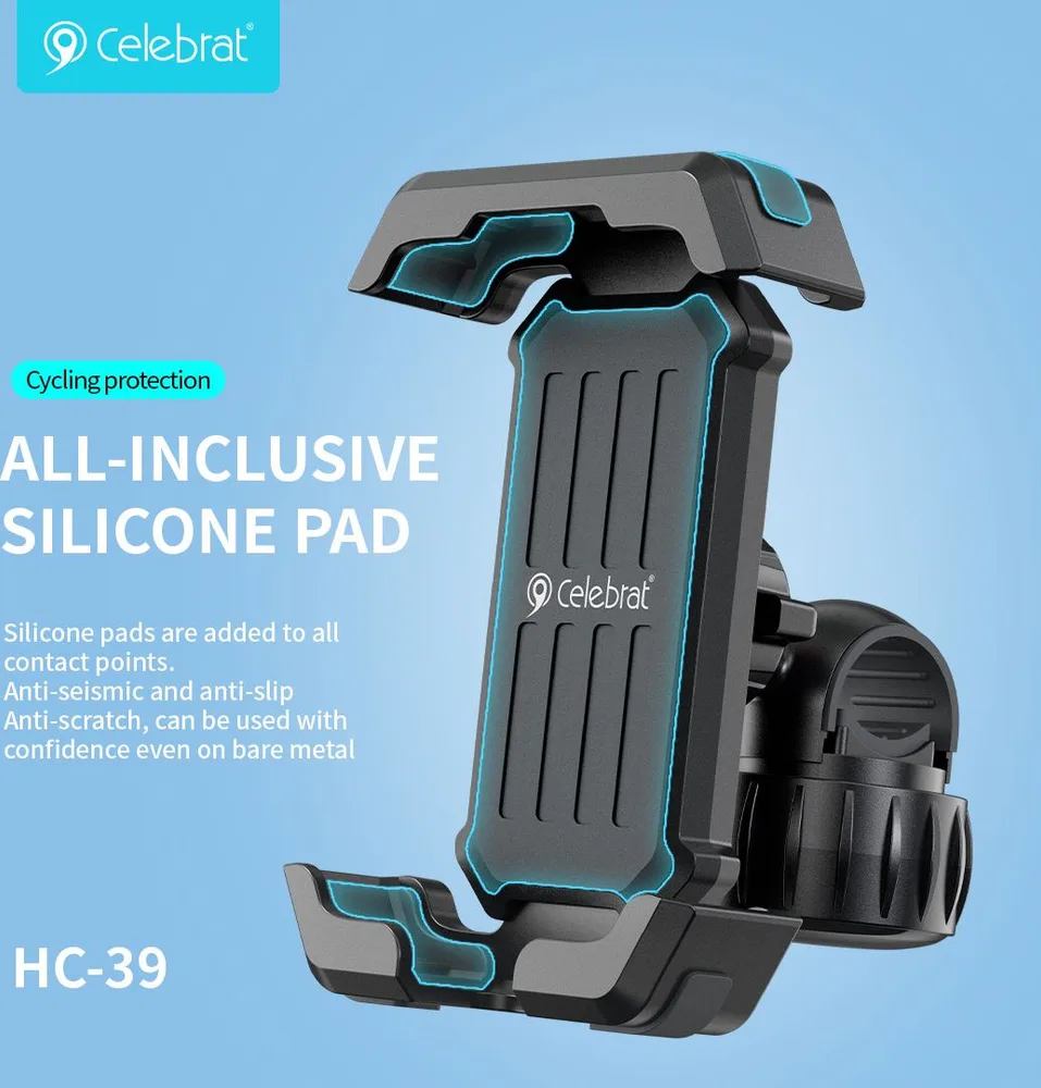 CELEBRAT βάση ποδηλάτου/μηχανής για smartphone HC-39, μαύρη — εικόνα 4