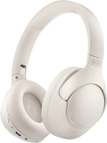 QCY H3 High-Res Headset White w. Mic, Active Noise Canceling with 4 mode ANC 60h Multipoint