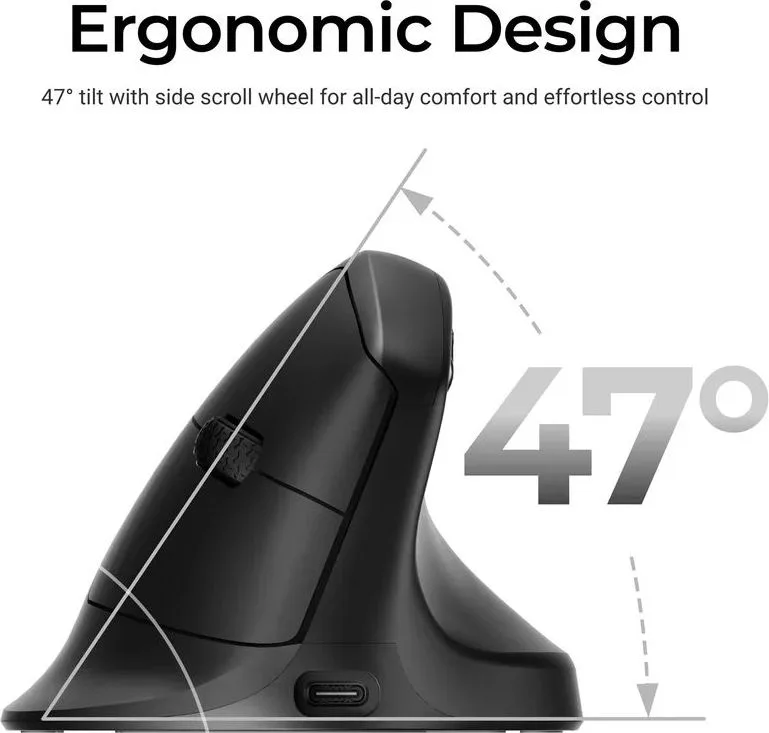 Keychron M5 (M5-A29) Wireless Ergonomic Vertical Mouse 1K Polling Rate Black — εικόνα 4