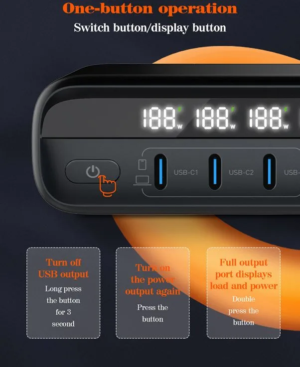 LDNIO σταθμός φόρτισης A6140C, 3x USB-C/3x USB, 140W, PD/QC, GaN, μαύρος — εικόνα 7