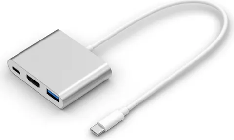 POWERTECH docking station CAB-UC004, 3 θυρών, USB-C σύνδεση, ασημί