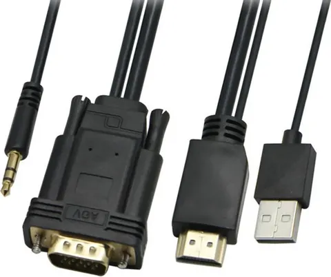 POWERTECH καλώδιο HDMI & USB σε VGA & 3.5mm CAB-H111, 1080p, 5m, μαύρο