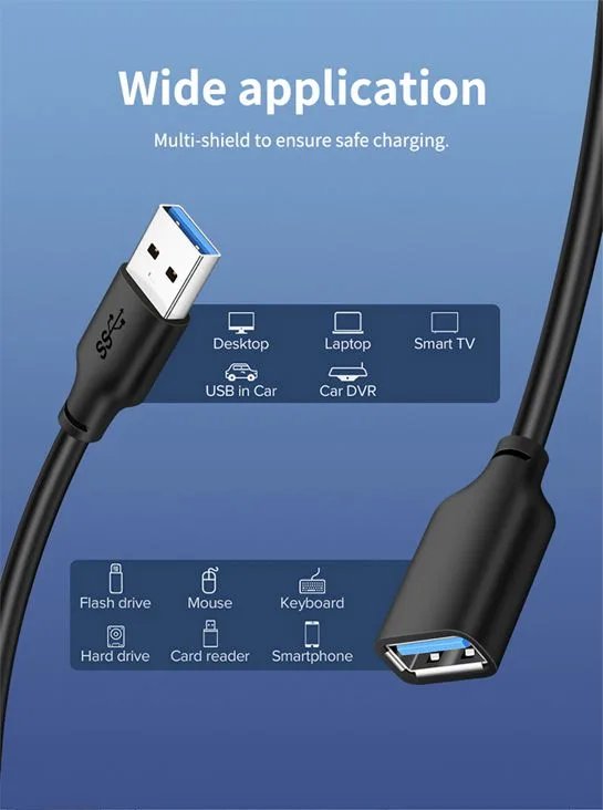 CABLETIME καλώδιο προέκτασης USB CT-C160-U3-AMAFN, 5Gbps, 1m, μαύρο — εικόνα 4