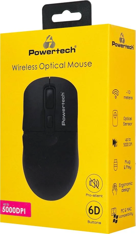 POWERTECH ασύρματο ποντίκι PT-1542, 2.4GHz, έως 5000DPI, αθόρυβο, μαύρο — εικόνα 4