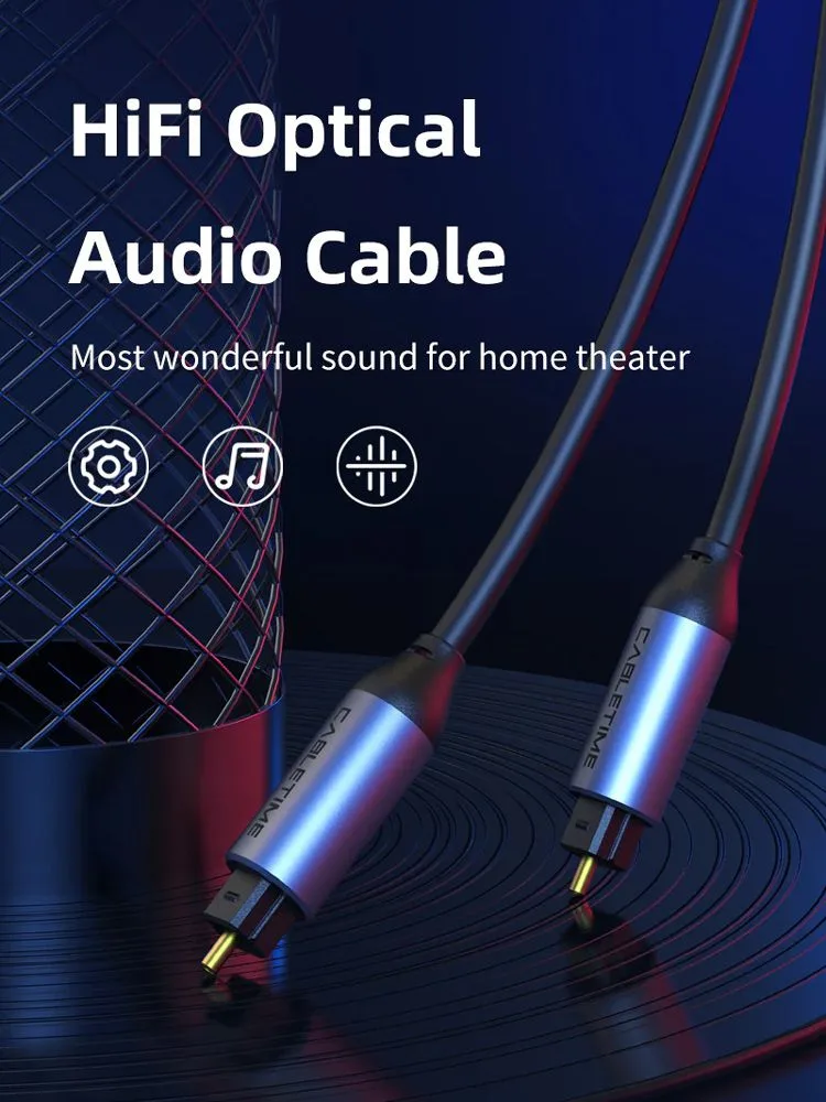 CABLETIME καλώδιο ήχου Toslink CT-AV380-P04GN, gold plated, 5mm, 1m, μαύρο — εικόνα 3